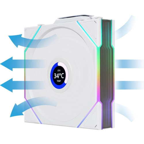 Вентилятор Lian-Li Uni Fan TL Wireless LCD 120 LCD Reverse ARGB (G99.12RTLLCD1W1W.R0) 120х124x28 белый 4-pin 31дБ Ret