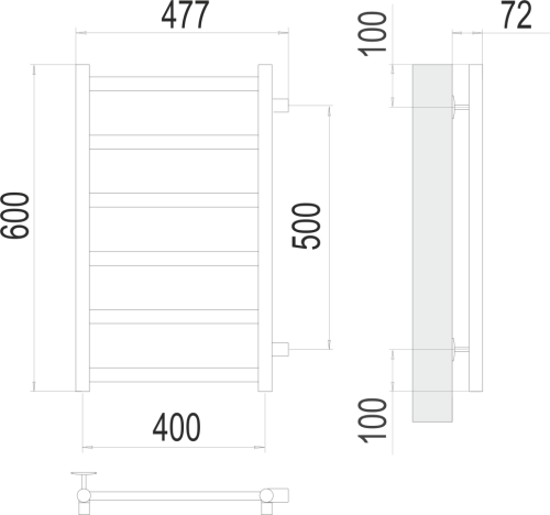 Водяной полотенцесушитель Terminus Аврора П6 400х600 бп500
