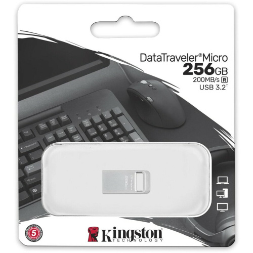 USB-флешка Kingston Micro (DTMC3G2/256GB) 256GB, USB3.0, серебристый