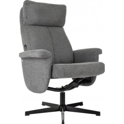 Кресло Бюрократ Baron с пуфом серый металл черный крестов