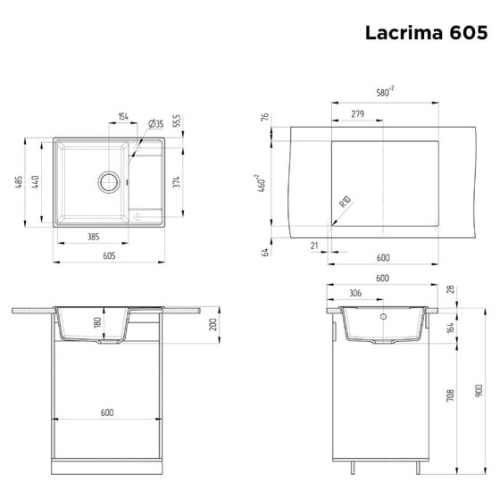 Кухонная мойка MAUNFELD Lacrima 605 MFQS-605B черный