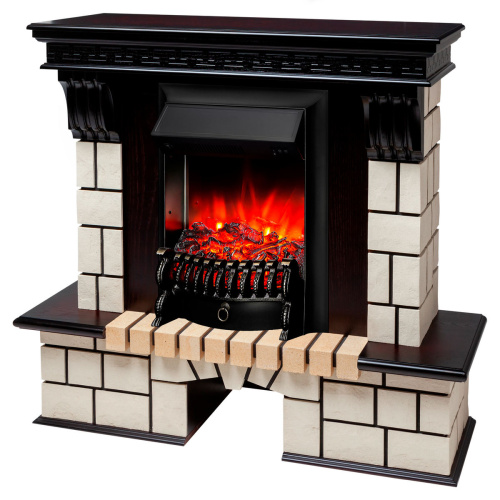 Электрокамин RealFlame Stone STD AO античный дуб с очагом Fobos Lux Black