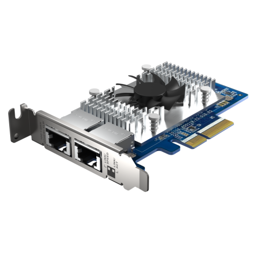 Сетевая карта QNAP QXG-10G2T-X710 LAN Expansion Card, PCIe Gen3 x4, Two 10GbE (10G / 5G 2.5G 1G 100M)) Ports with SR-IOV and iSCSI, Block-based, Suppo