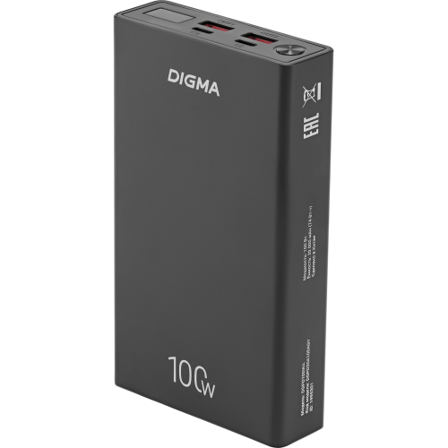 Power Bank Digma DGPD100WA (DGPD20A100ABK), 20000мAч черный