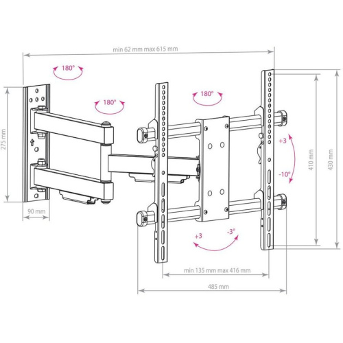 Кронштейн для телевизора Arm Media PARAMOUNT-40 черный 26"-65" до50кг поворот и наклон