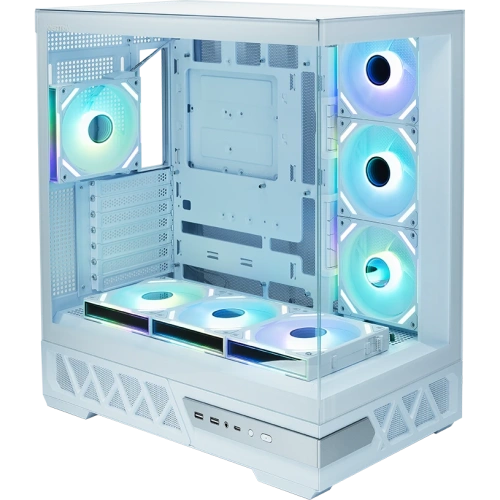 Корпус XASTRA Q700 7ARGB-FS-C10-UC White (Q700-7FS12A-C10-UC-WH)ATX/Aquarium/Screewless/7x120mm ARGB PWM DaisyChain FS fans/Argb+PWM HUB 10port/Type C