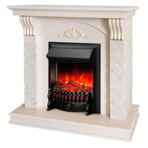 Электрокамин RealFlame Corfino WT айвори с очагом Fobos Lux Black